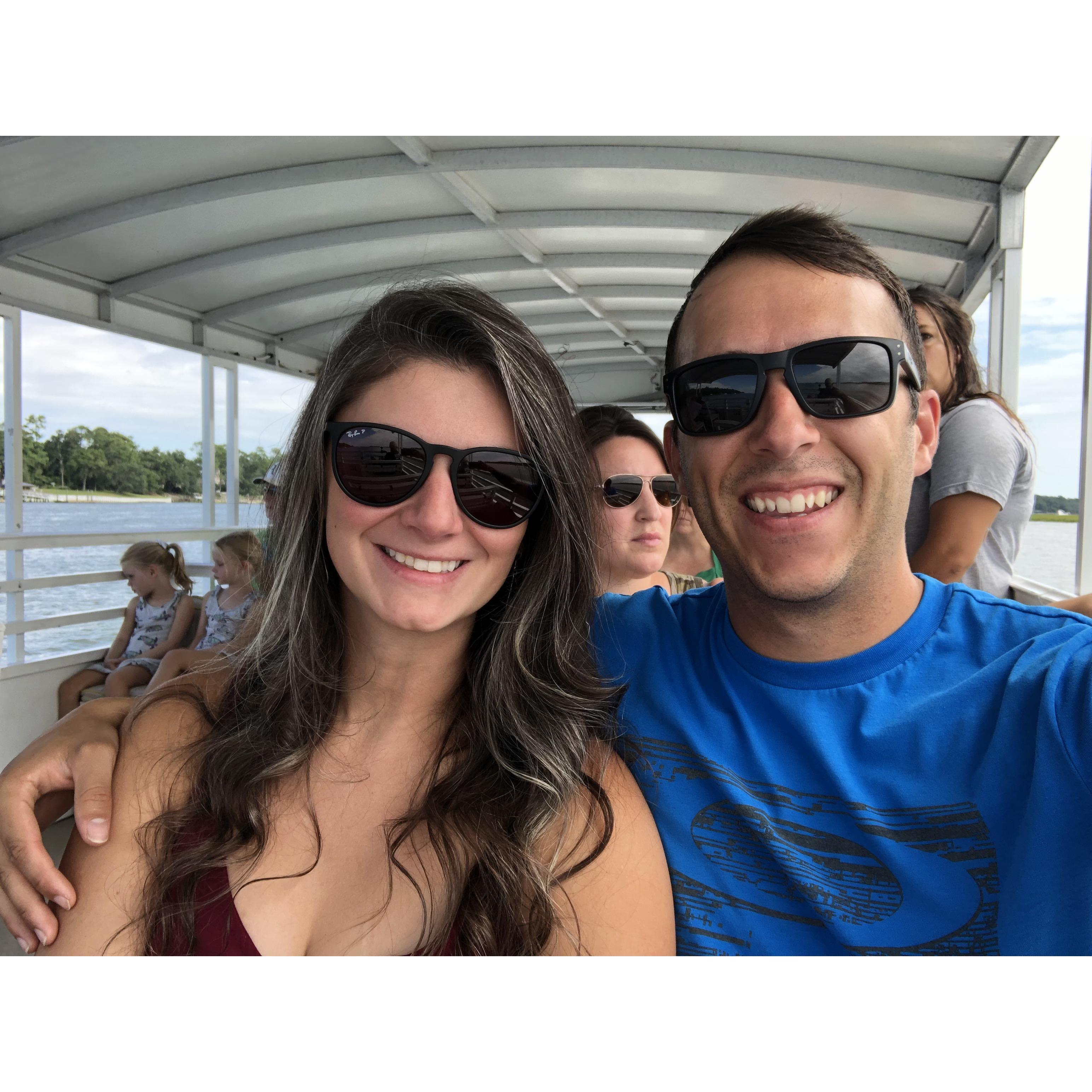 Dolphin boat tour in Hilton Head Island.
