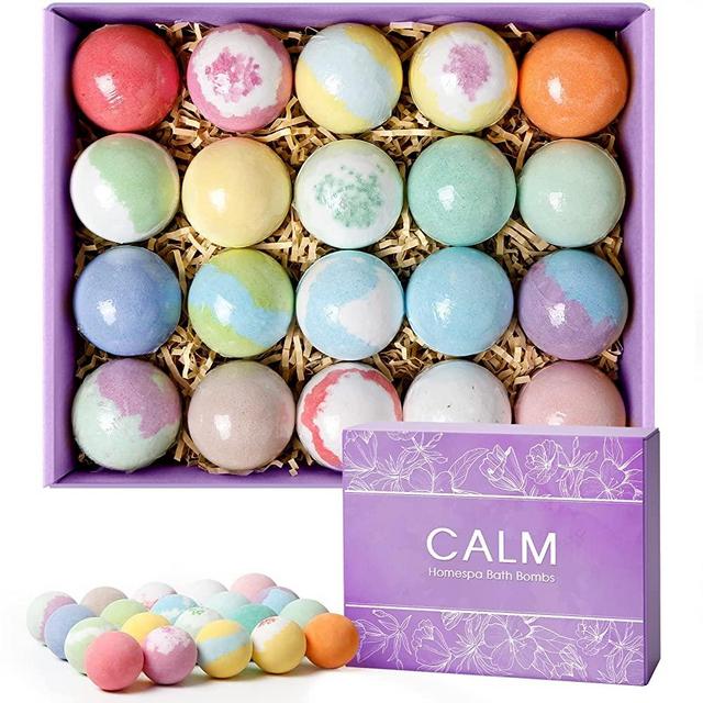 CalmNFiz Bath Bombs for Women Gift Set 20pcs Natural Wonderful Fizz Effect Bath Bomb for Bubble & Spa Bath Amazing Gift for Her/Him, Women, Wife, Girlfriend, Mother