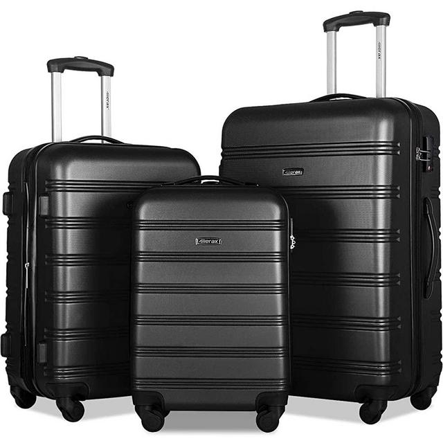 Merax Expandable Luggage Sets with TSA Locks, 3 Piece Lightweight Spinner Suitcase Set (Black2020)