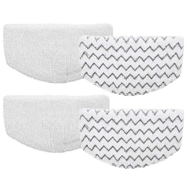 Turbokey 4Pcs Powerfresh Steam Mop Pads Microfiber Replacement Duster Pads for B Powerfresh 1940 Series, 1544A, 2075A, 1440, 1940W, 19404, 1806, 1940A, 5938, 19408, 1940Q (Zigzags & White)
