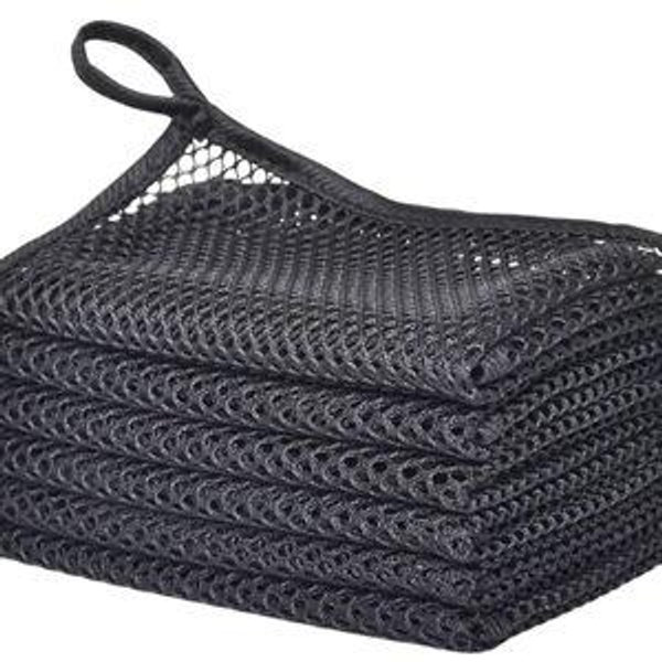 Premium Mesh Dish Cloths for Kitchen, Quick Drying Kitchen Dish Washing Net and Scrubber, Order-Free Dish Rags for Washing Dishes Black 12X12 6 Pack