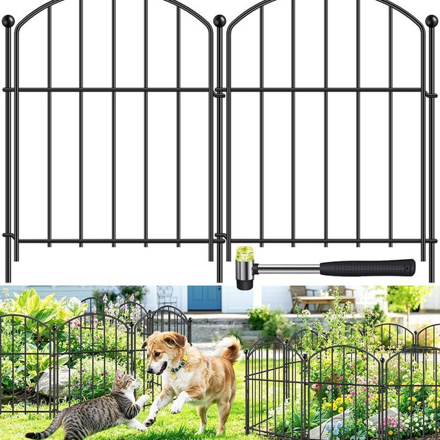 Decorative Garden Fence 17in x 20ft, 20 Pack Rustproof Metal Animal Barrier Fence, Arched Flower Bed Edge Decorative Rabbit and Dog Ground Defense No-Dig Fence for Patio Patio Outdoor