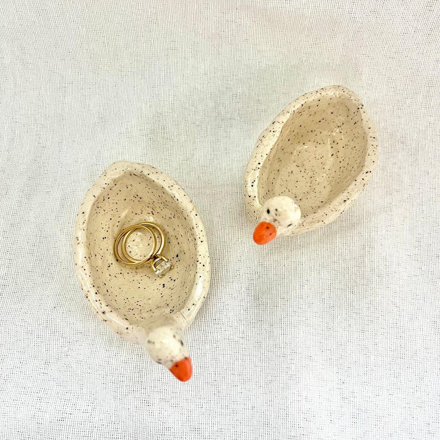 Silly Goose Ceramic Ring Dish, Trinket Tray- Handmade (with love!)