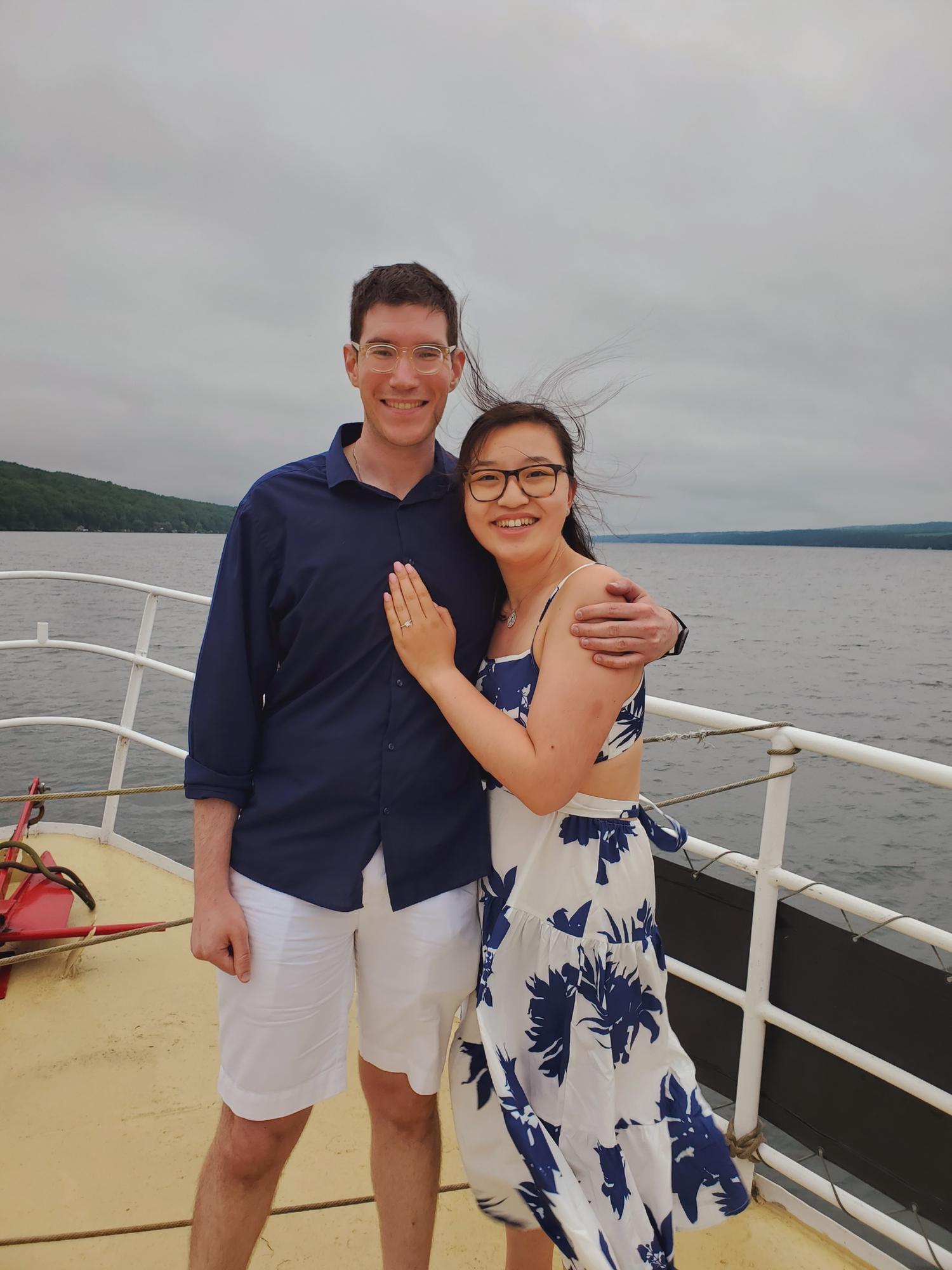 The day after our engagement, we were on a boat cruise on Seneca Lake in the Finger Lakes region of New York