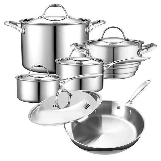 Cooks Standard Tri-Ply Clad Stainless Steel 10-piece Cookware Set