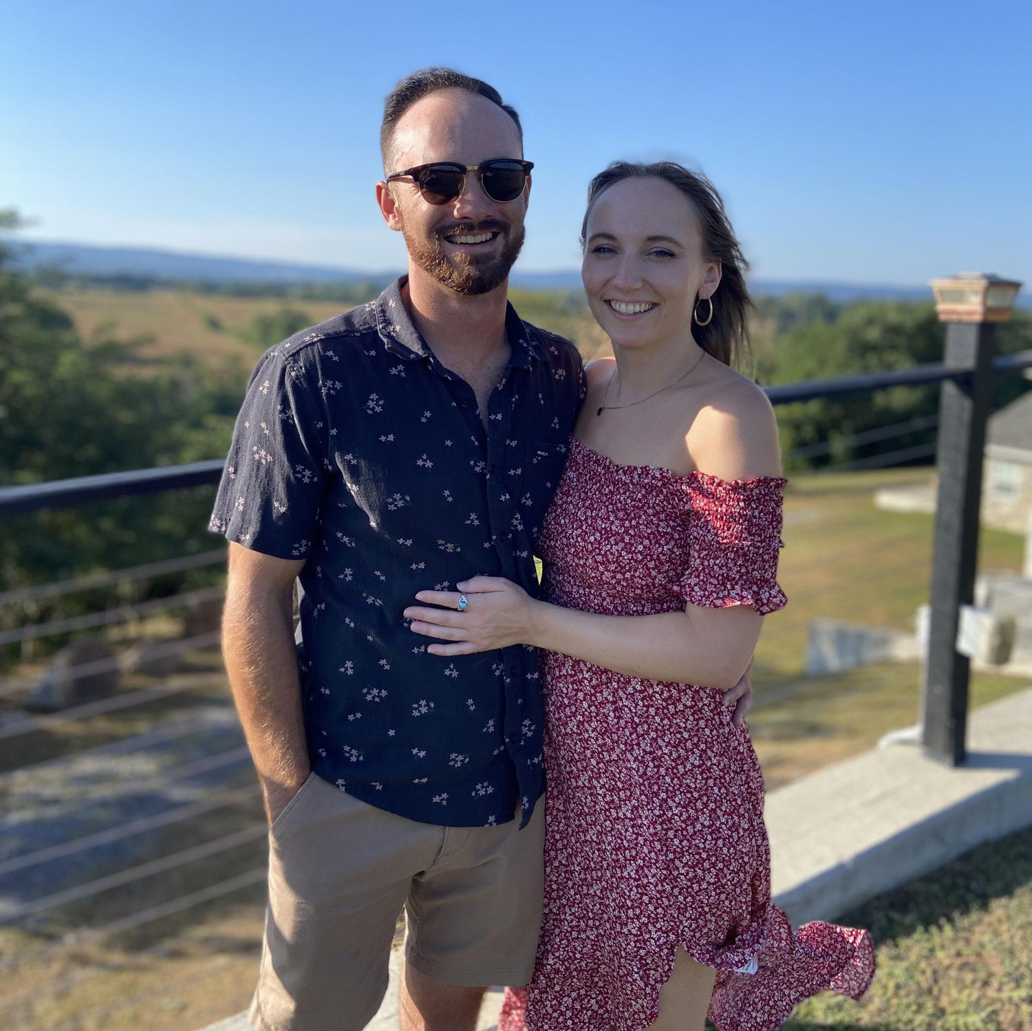 Krista and Josh's first outing with her friends at a beautiful winery