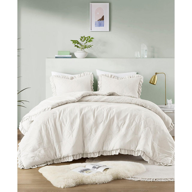 510 Design Phoebe Diamond Quilted Ruffle Edge 3-Pc. Comforter Set, Full/Queen