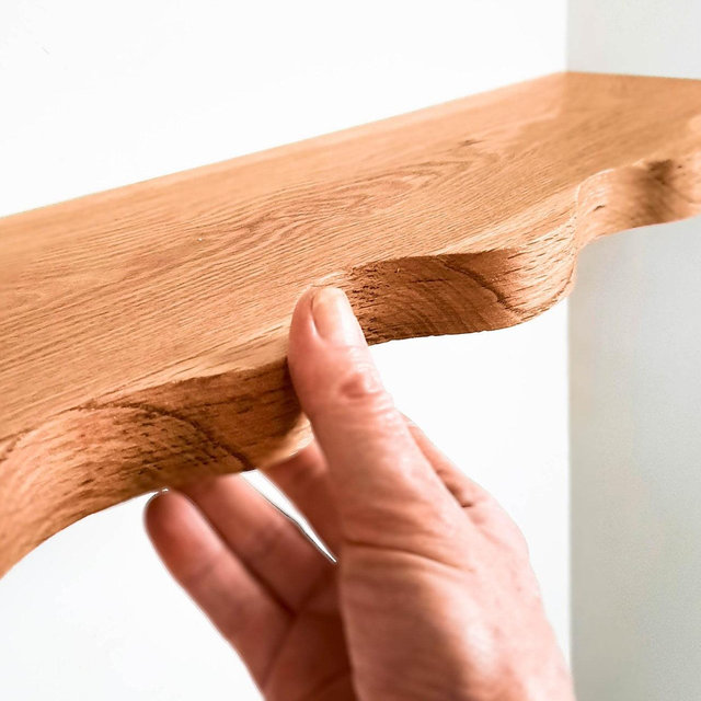 Large to Medium Wavy Floating Shelf with Brackets | Wave Shelf, Wavy Wall Shelf, Curved Floating Shelf, Squiggle Shelf Oak Funky Retro Decor