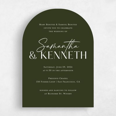 Green Arch Wedding Invitation - Sidney Portrait