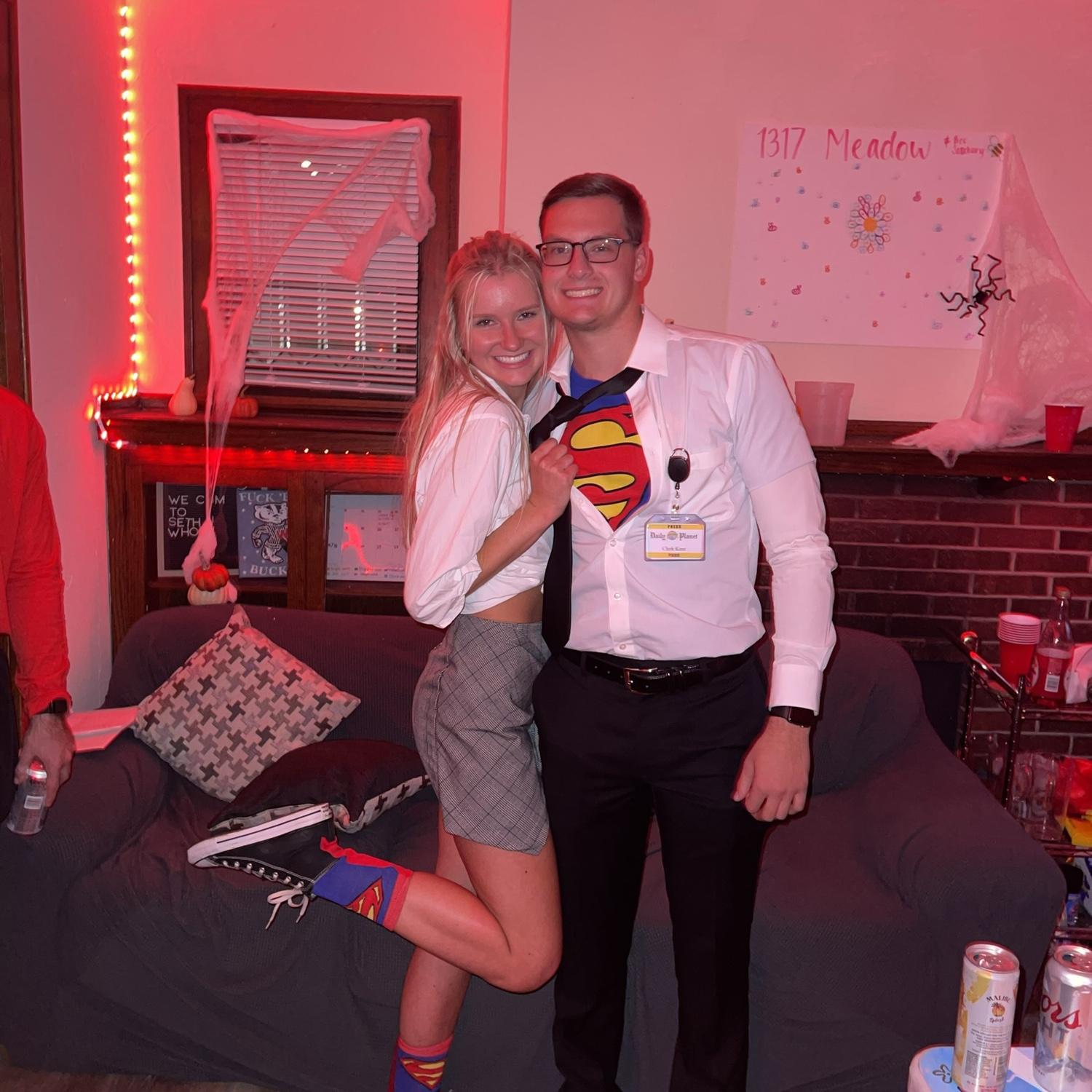 Clark Kent and Lois Lane celebrating halloween in Madison