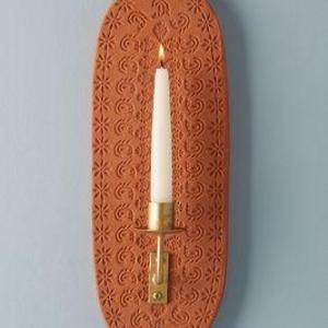 Pressed Terracotta Candle Sconce