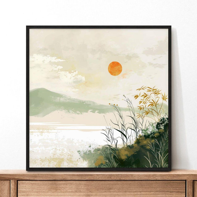 Japanese Framed Art, Framed Original Art, Japandi Wall Art, Japandi Art Print, Japandi Art, Japanese Wall Art, Framed Nature Minimalist