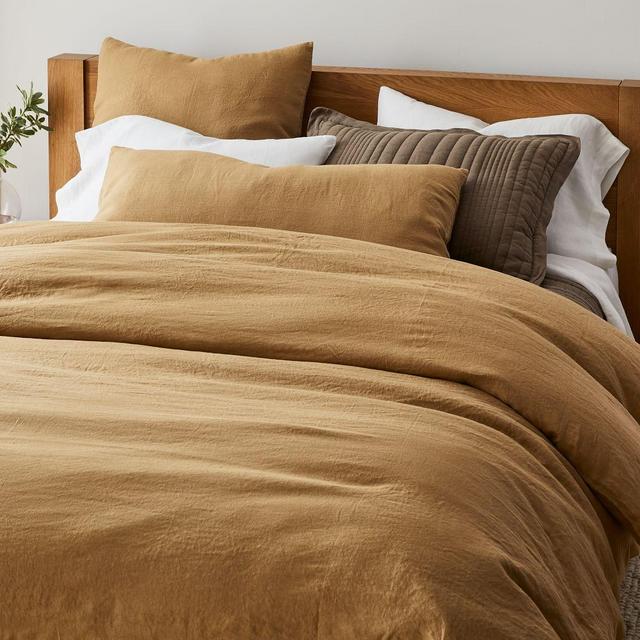 European Flax Linen Duvet, Full/Queen Set, Camel
