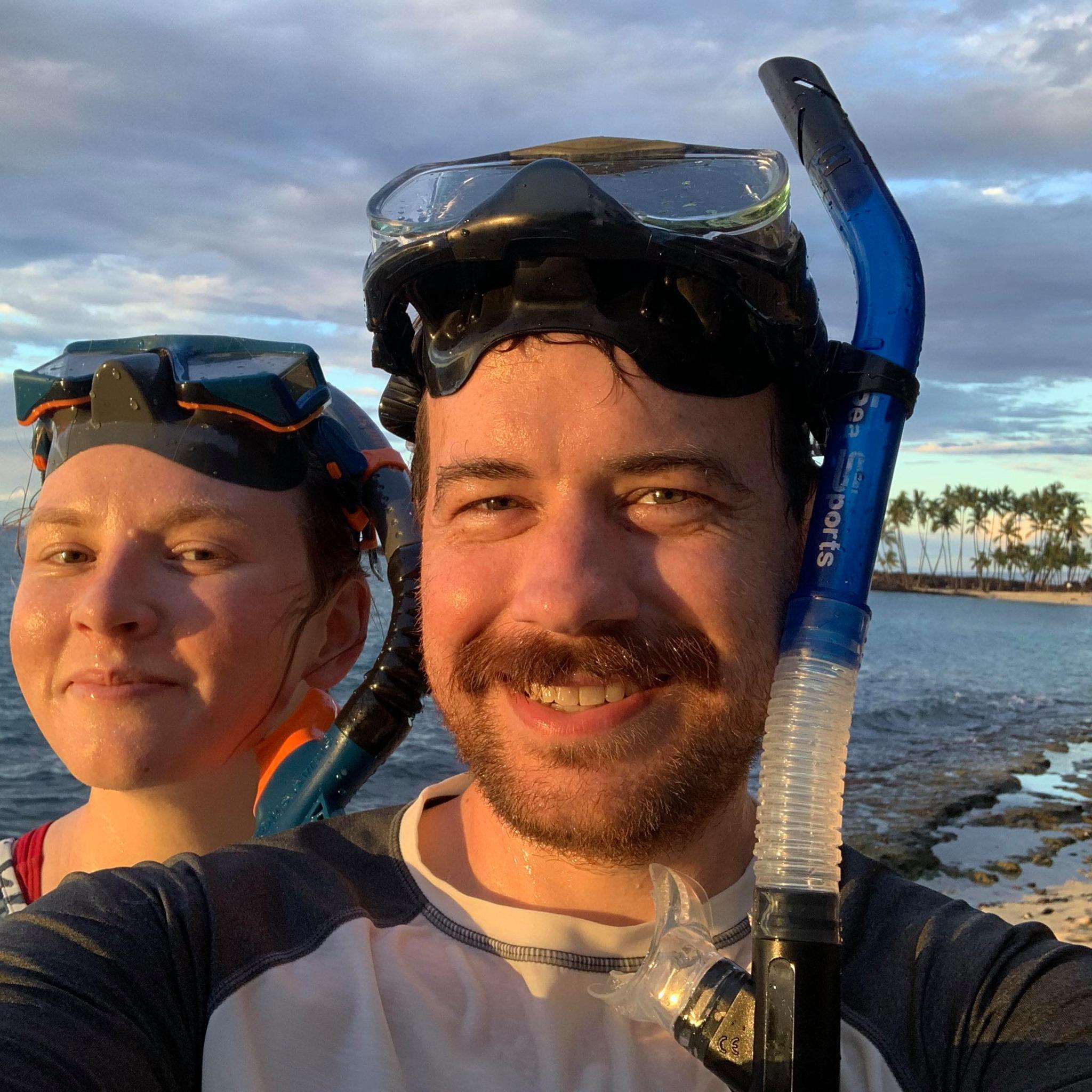 We share a love of swimming. We love to snorkel together and often swim laps together. Fun fact, we were both lifeguards in high school!