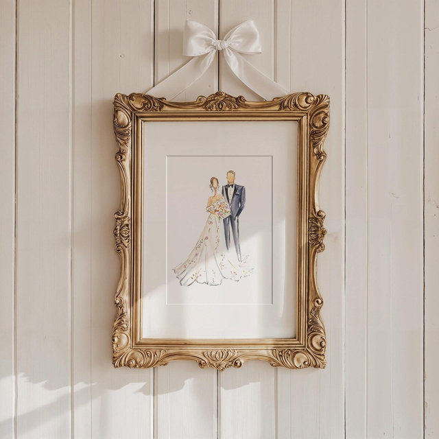 Whimsical Custom Watercolor Wedding Gift | Fashion Illustration | Minimalist | Anniversary | Family Heirloom
