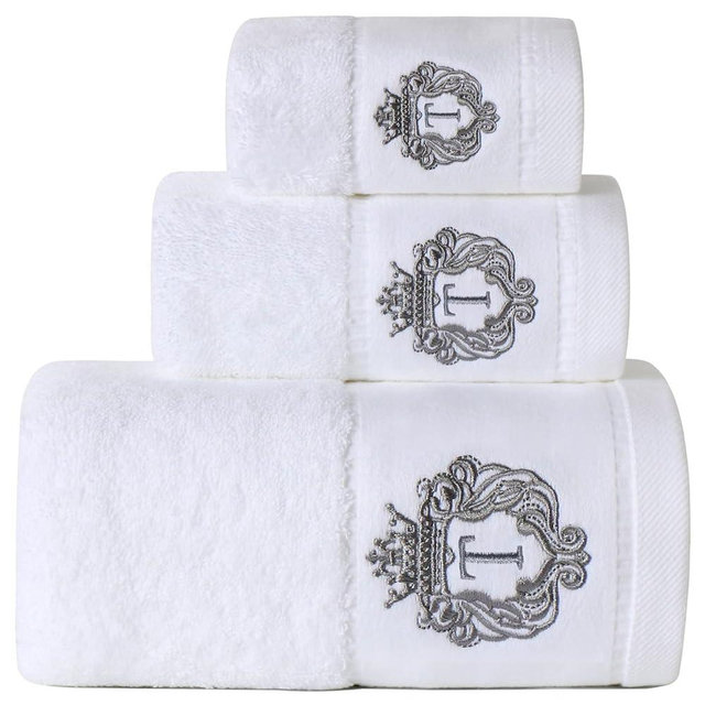 Luxury Bathroom Super Soft and Highly Absorbent Premium 100% Cotton Bath Towel Set for Gifts (White-T)
