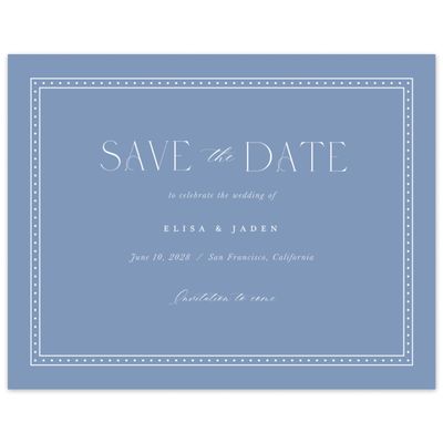 Blue Bordered Wedding Digital Save the Date - Calidore Landscape