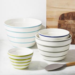 Avery Striped Mixing Bowls, Set of 4
