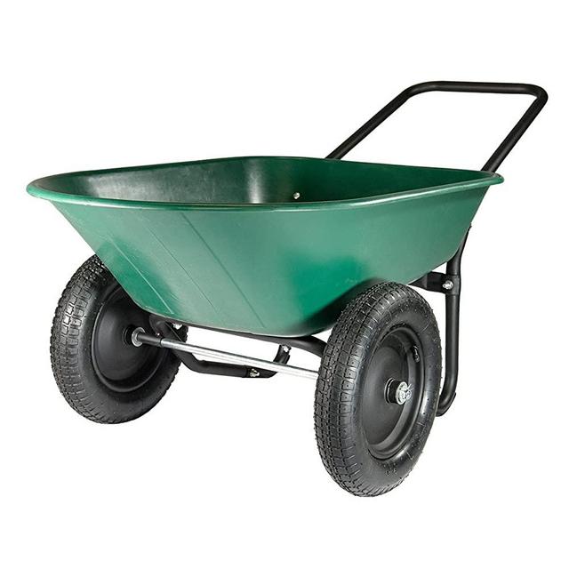 Marathon Yard Rover – 2 Tire Wheelbarrow Garden Cart - Green/Black
