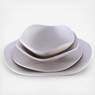 4-Piece Bamboo Two Tone Dinnerware Set, Service for 1