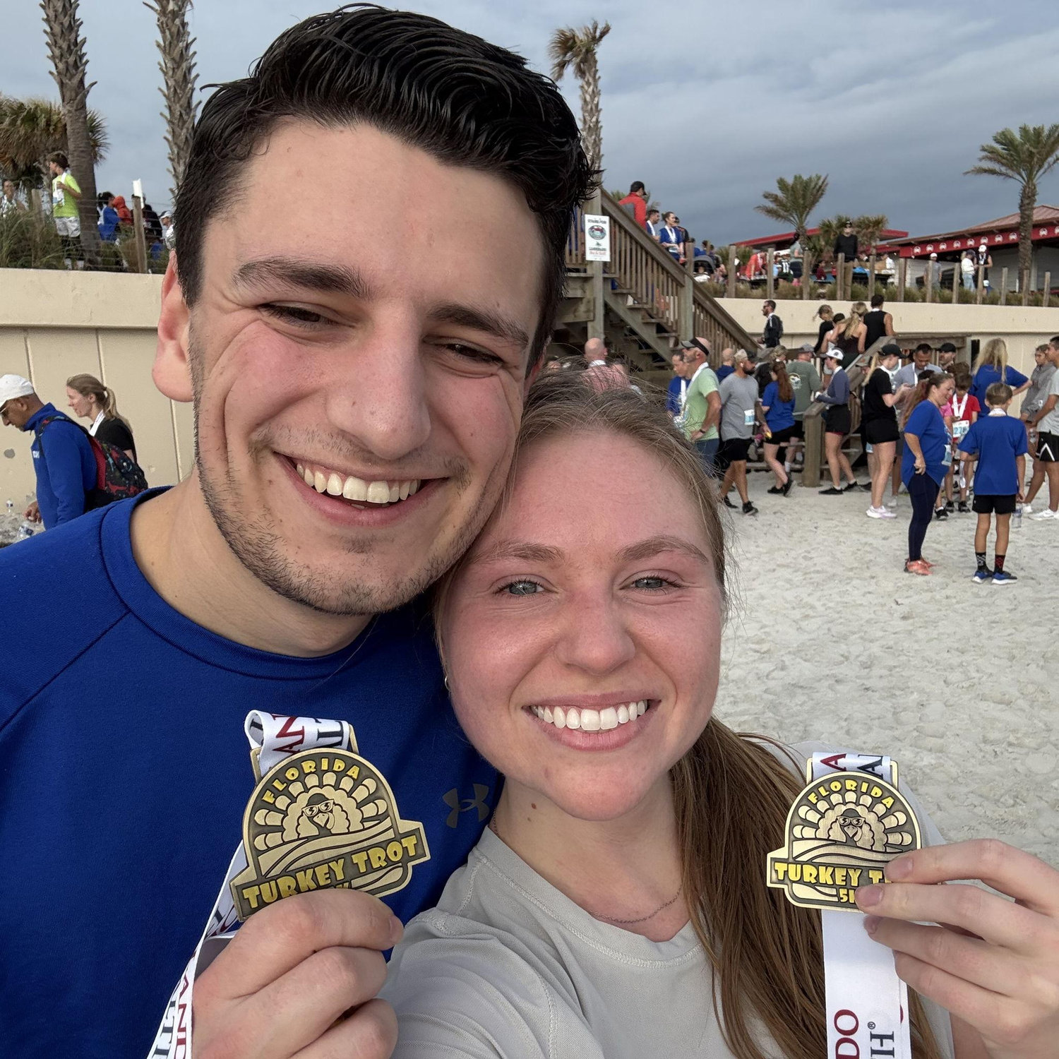 Post turkey trot, when Isaiah came with Chloe down to Florida to visit family