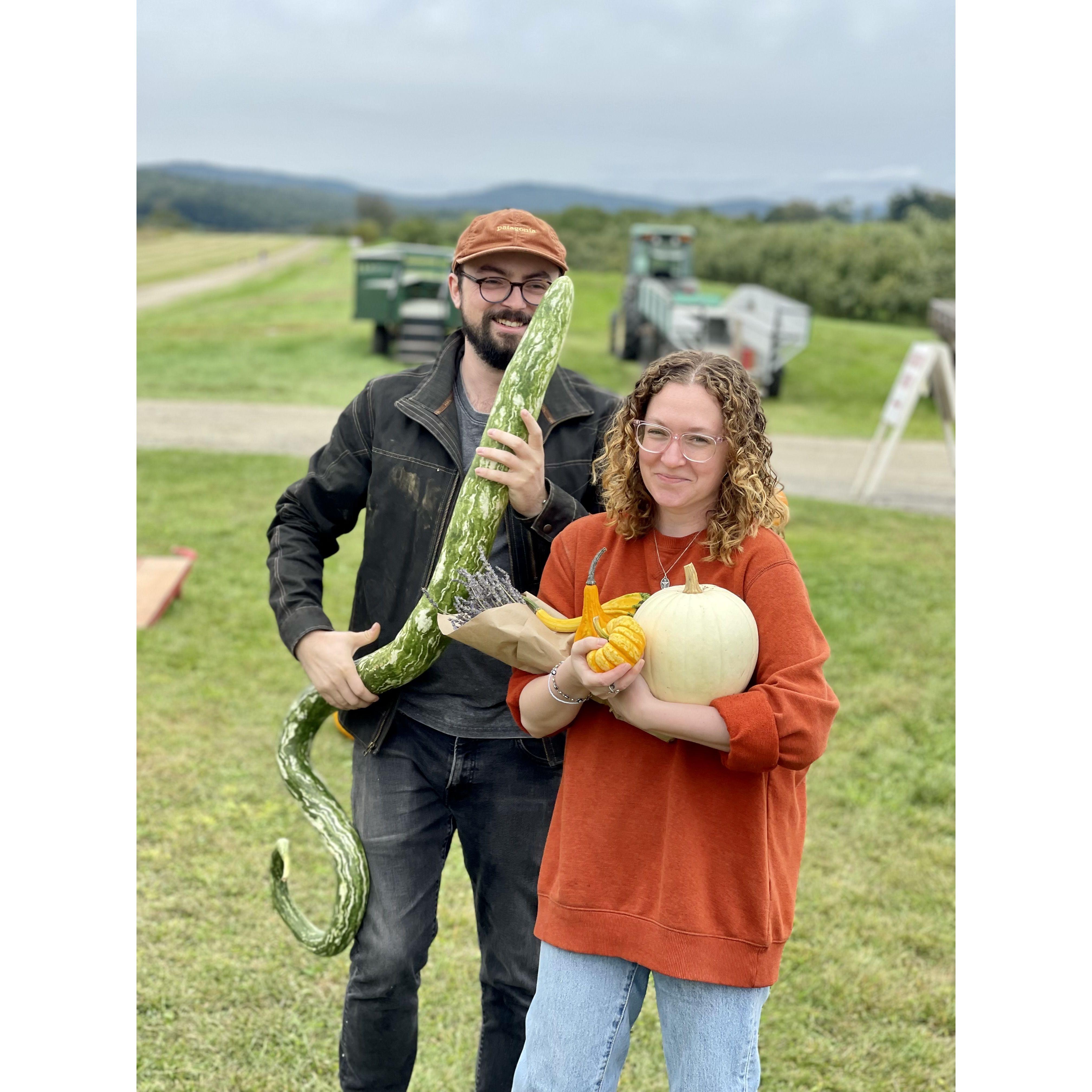 Sarah picked pumpkins and James picked the world's weirdest gourd!