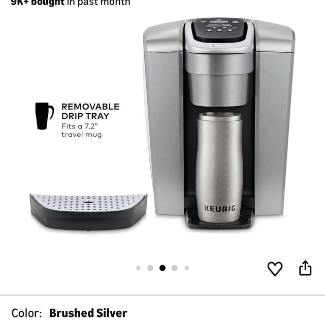 Keurig K-Elite Single Serve K-Cup Pod Coffee Maker, with Strength and Temperature Control, Iced Coffee Capability, 8 to 12oz Brew Size, Programmable, Brushed Silver