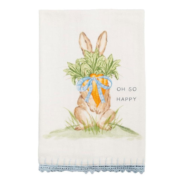 Mud Pie Oh So Happy Easter Bunny Printed Towel