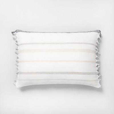 14x20 Knotted Fringe Throw Pillow Sour Cream / Neutral - Hearth &#38; Hand&#8482; with Magnolia
