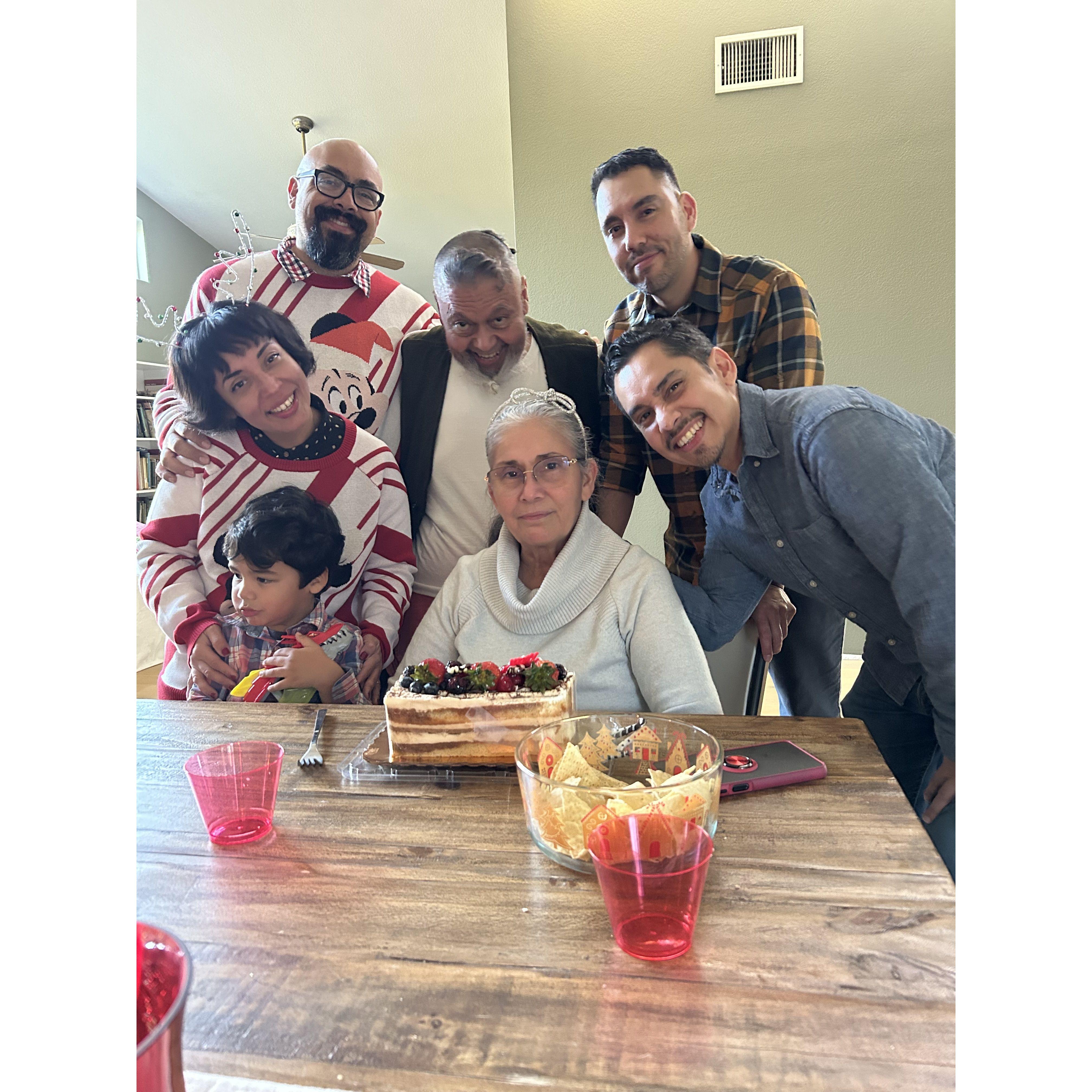Celebrating Christmas and Margie's birthday at casita Arliss- Dec 2023.
