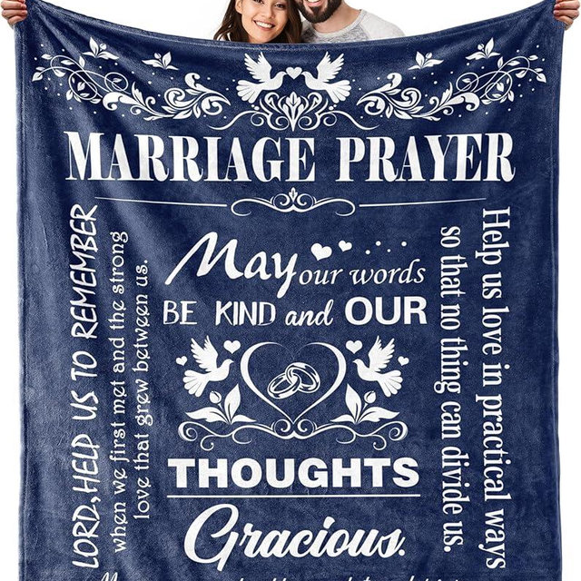 Marriage Prayer, Wedding Gifts for Newlyweds, Marriage Prayer Wedding Gifts 50" x 60" Blankets, Engagement Gifts for Couples Christian Religious Prayer Quote, Bridal Shower Gifts