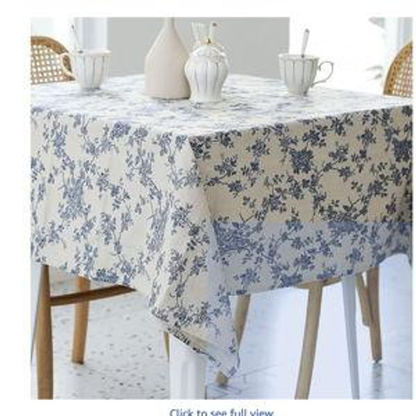 YiHomer Pastoral Square Tablecloth - 60 x 60 Inch Table Cloth - Washable Table Cover with Dust-Proof Wrinkle Resistant for Restaurant, Picnic, Indoor and Outdoor Dining, Floral (Dark Blue)