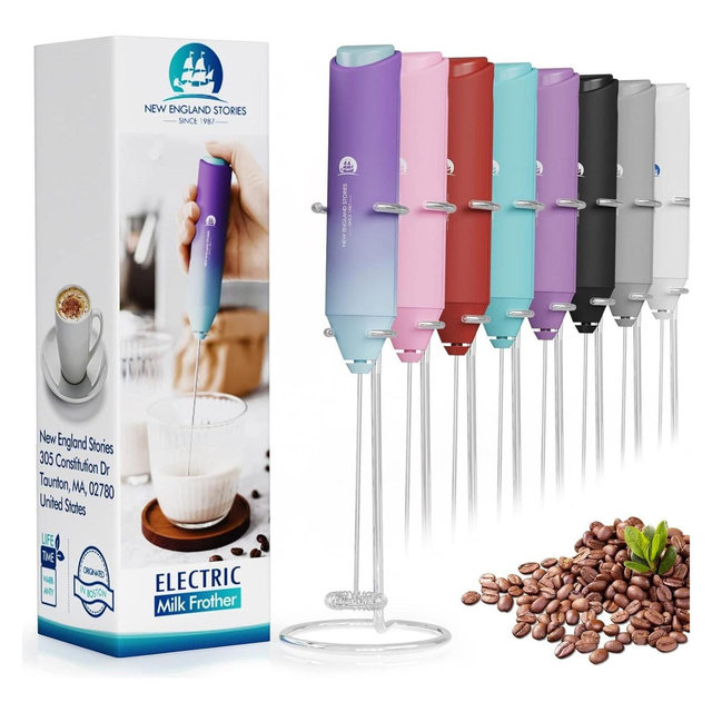Powerful Handheld Milk Frother with Stand – Fast Foam Maker & Drink Mixer for Coffee, Latte, Matcha, and More