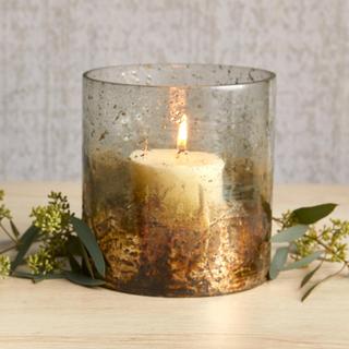 Metallic Bottom Hurricane Candle Holder, Set of 2