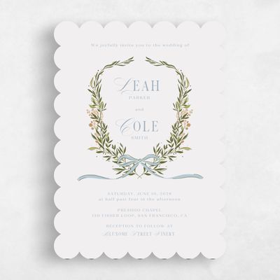 Grey Scalloped Wedding Invitation - Cindra Classic