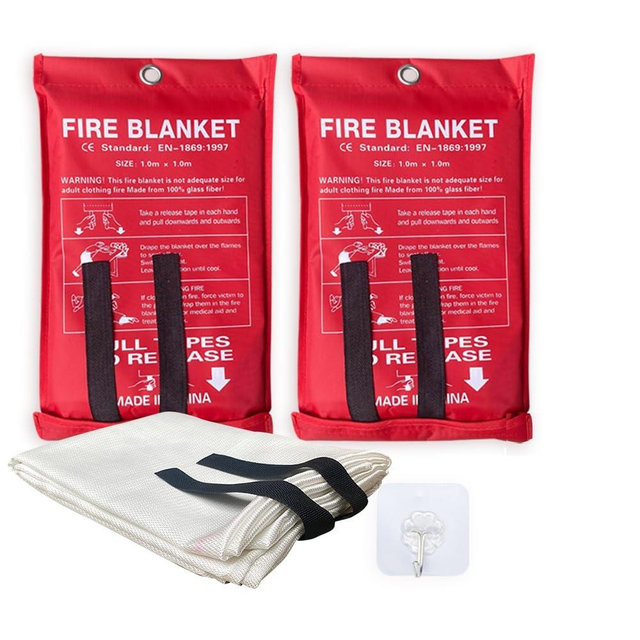 Emergency Fire Blanket for Home and Kitchen - 2 Pack - Fire Blankets Emergency for Home Safety 40” x 40” - Suppression Shield Retardant Extinguisher Fiberglass Welding Fireproof Cloth Towel