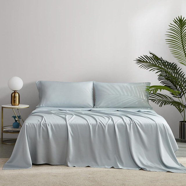 NATUREFIELD Bed Sheets Set King Size (4pc), Rayon Derived from Bamboo, Cooling Sheets with Fitted Deep Pockets, Hotel Luxury Bedding Sheets & Pillowcases
