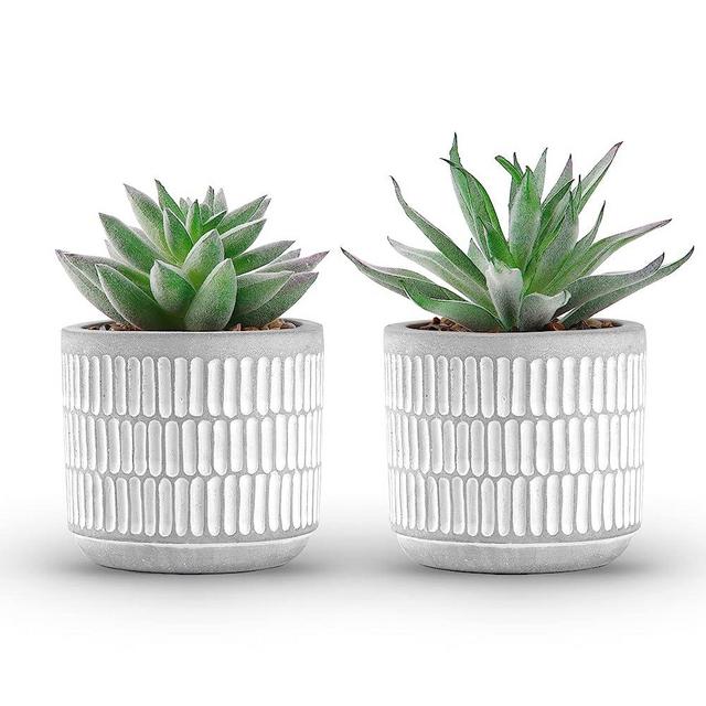 Der Rose Set of 2 Succulents Plants Artificial Fake Plants for Living Room Bathroom Bedroom Aesthetic Home Kitchen Decor