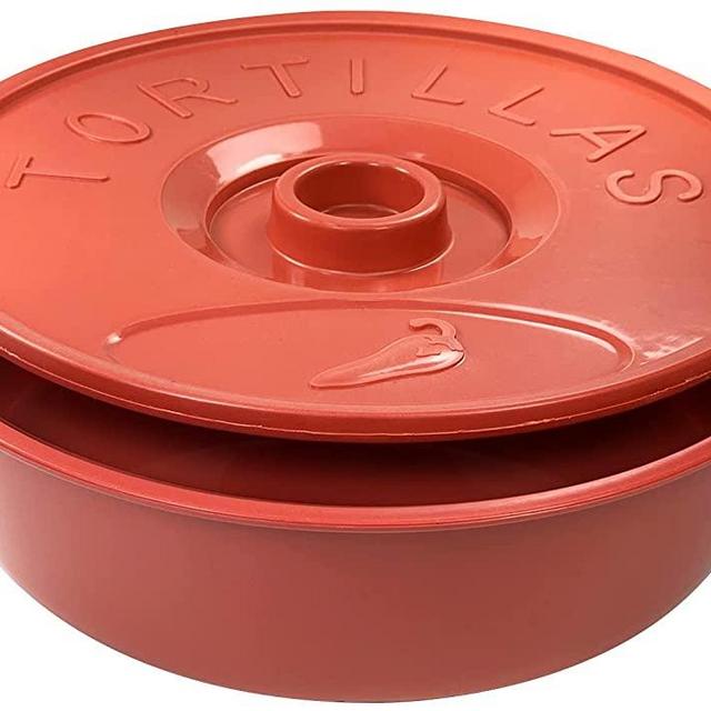 KSEV Tortilla Warmer Container with Lid (8.5"-Inch), Microwave & Dishwasher Safe Tortilla Holder Server Box For Tortilla, Flour Taco, Chapati, Flat Breads