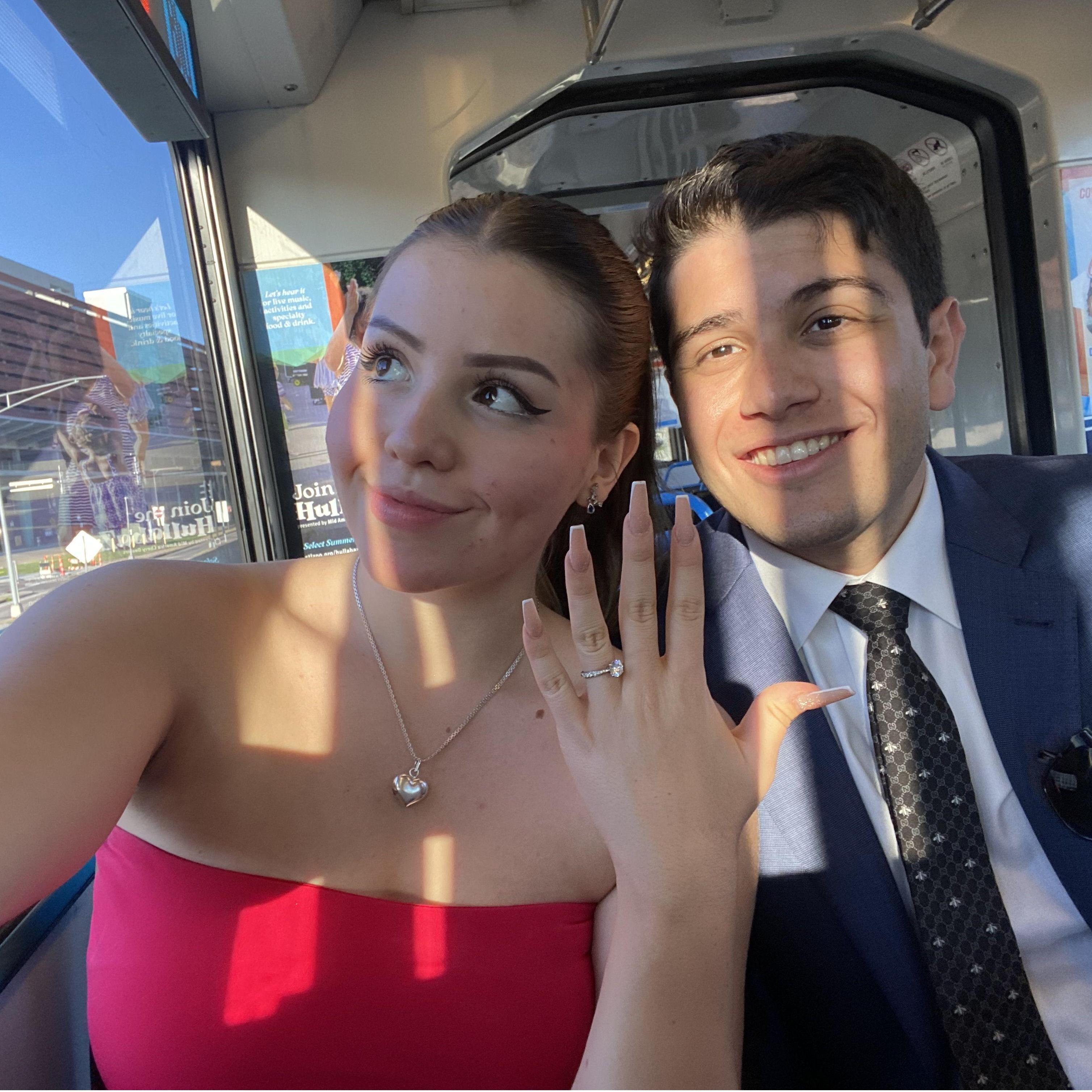 On our way to dinner after proposing