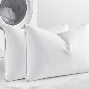 puredown® Goose Feathers and Down White Pillows with 100% Soft Cotton Cover, Bed Sleeping Hotel Collection Pillows Set of 2 King Size