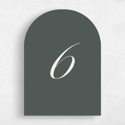 Dark Seaweed, Green Wedding Table Number - Jade