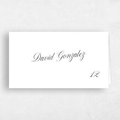 White Typography Wedding Place Card - Mabel