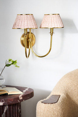 Lee Double-Articulating Shaded Brass Sconce Wall Light