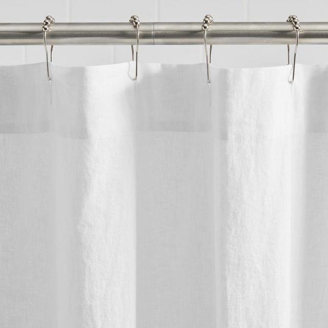 White European Linen Cotton Shower Curtain, 72"