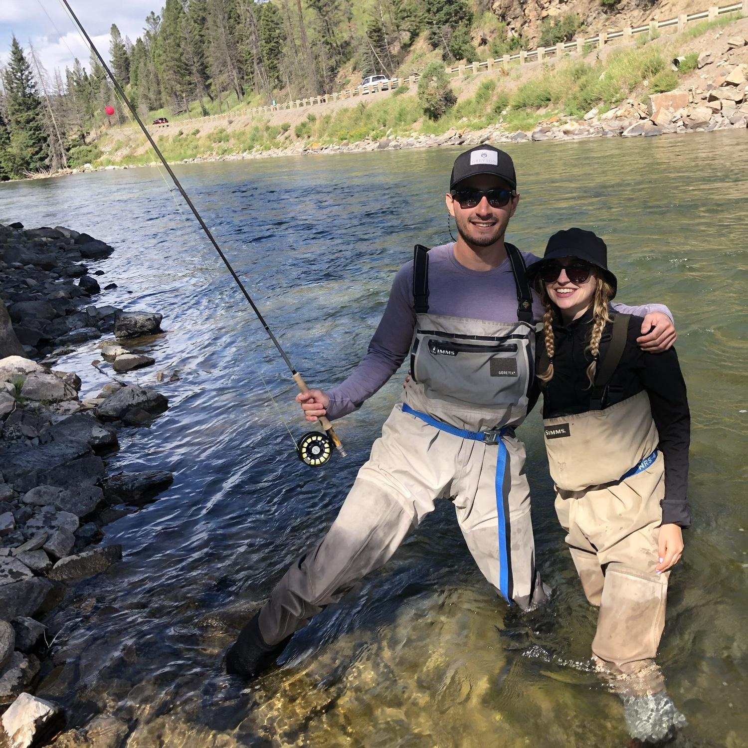 Fly fishing in Big Sky, Montana. One of us caught 4 fish and one of us is named Ross