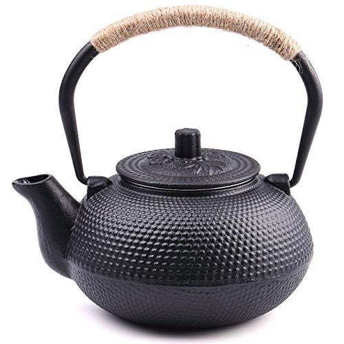TOWA Workshop Japanese Tetsubin Cast Iron Teapot Tea Kettle pot with Stainless Steel Infuser for Stovetop Safe Coated with Enameled Interior，Black 22 oz