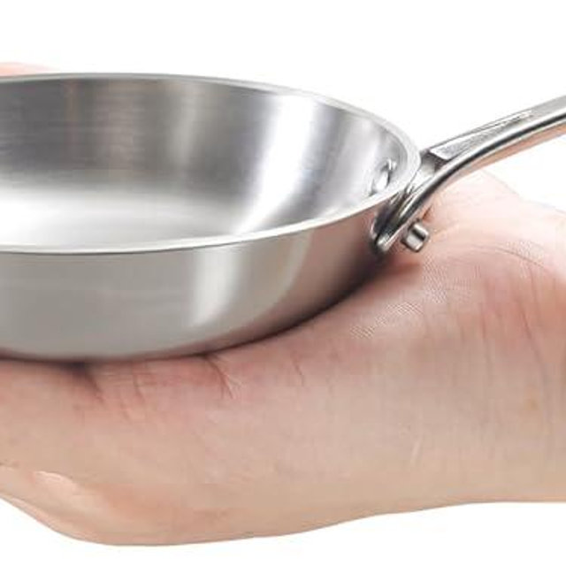 Macevia 0.12QT Mini Sauce Pan, 18/10 Stainless Steel Butter Warmer, Small Pot with Handle, Ideal for Kitchen, Restaurant, Camping & RV Use (4 Inch) - Silver