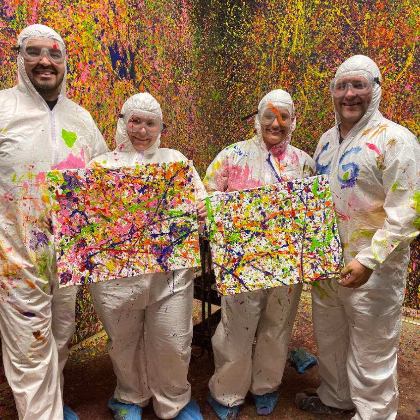October 2021 ~ Chris and Andrew surprise Emily and Victoria with a splash paint night date.