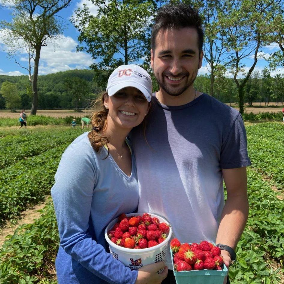 June 7, 2020: Our second date- Jonathan's first time strawberry picking.